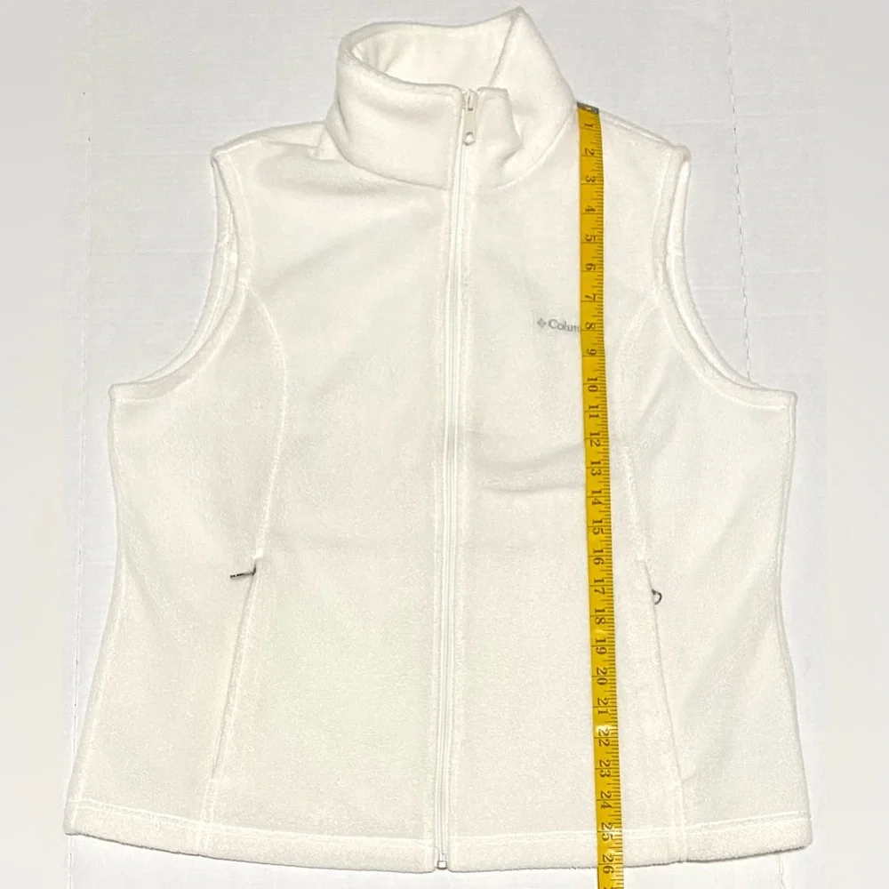 Columbia Womens XL Solid Cream Fleece Sleeveless Zip-Front Vest Classic Warm - Picture 12 of 13